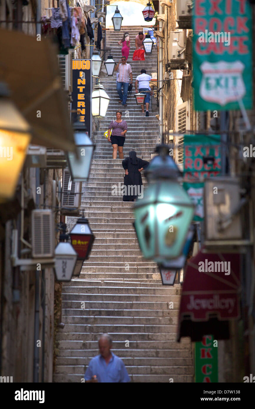 Alte Treppe, Dubrovnik, Kroatien Stockfoto