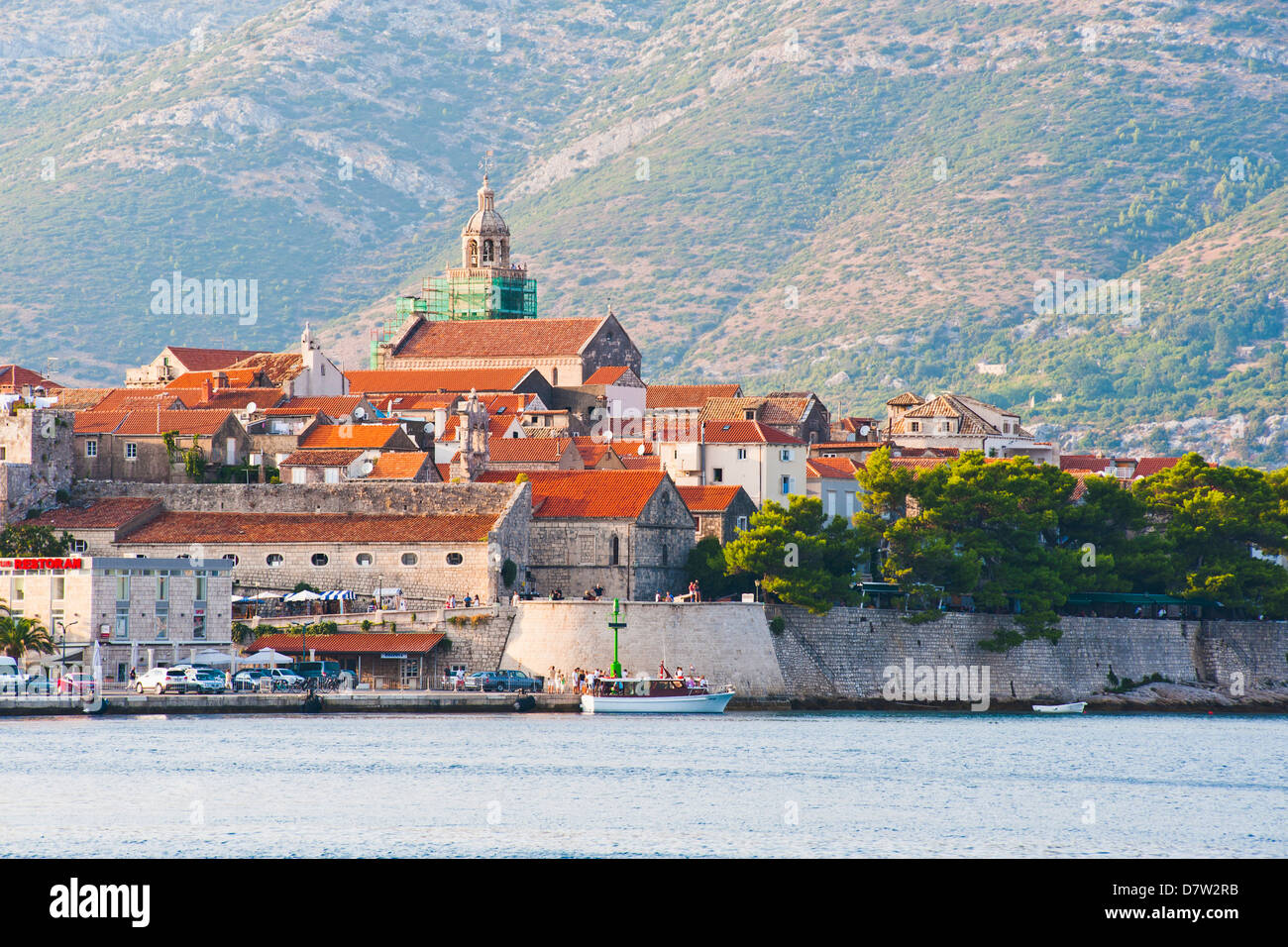 Stadt Korcula und St. markiert Kathedrale, Insel Korcula, Dalmatien, Adria, Kroatien Stockfoto