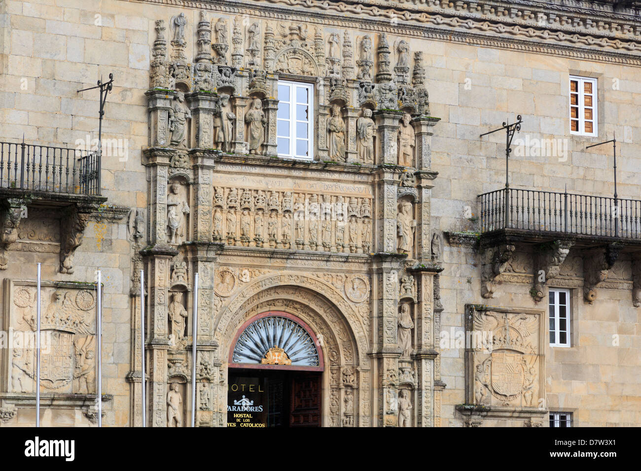 Hostal Dos Reis Catolicos in Old Town, Santiago De Compostela, UNESCO World Heritage Site, Galicien, Spanien Stockfoto