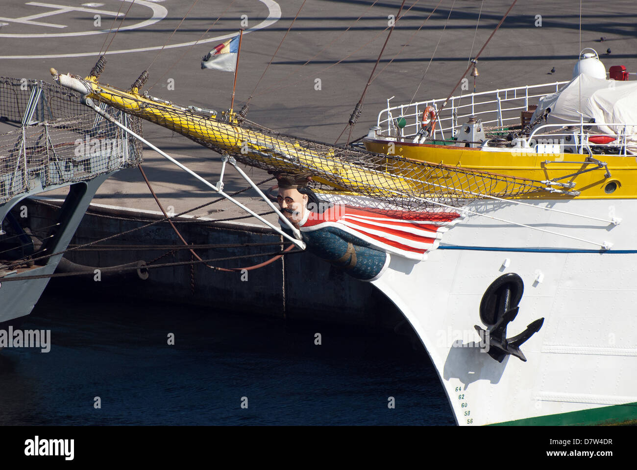 Galionsfigur der rumänischen Marine Training Schiff Mircea Stockfoto