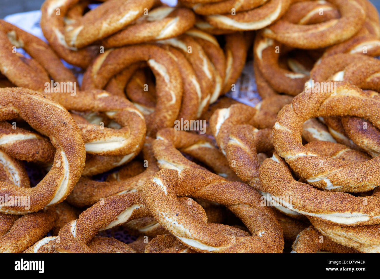 Simit, türkische Bagel, Grand Bazaar (großer Basar) (Kapali Carsi), Istanbul, Türkei Stockfoto