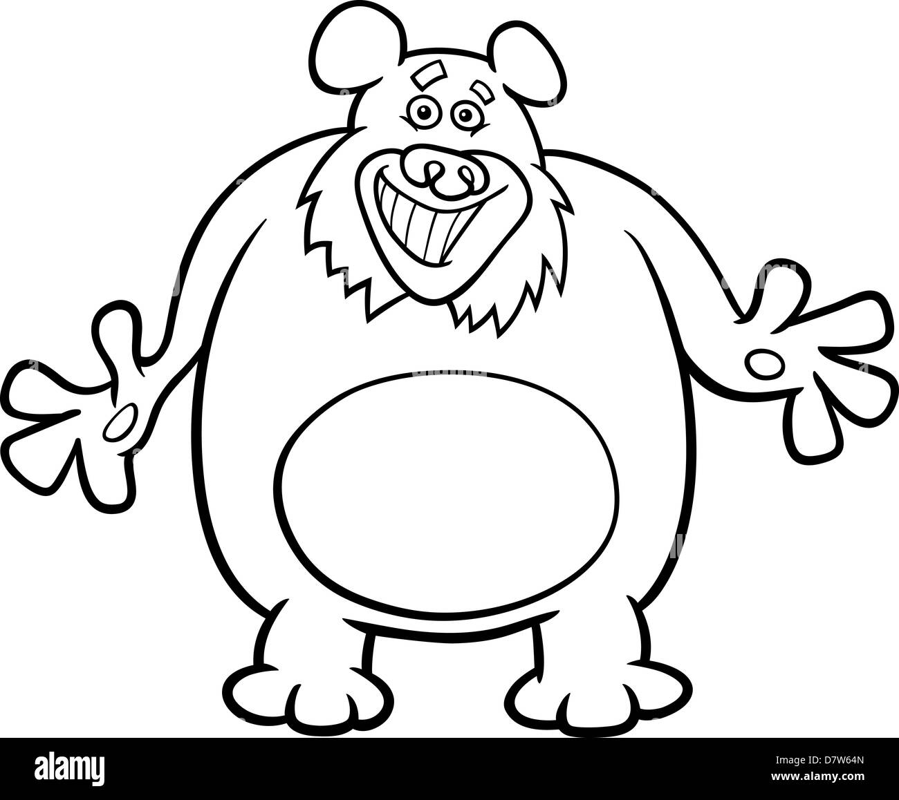 Schwarz / Weiß Cartoon Illustration der lustige Big Bear \