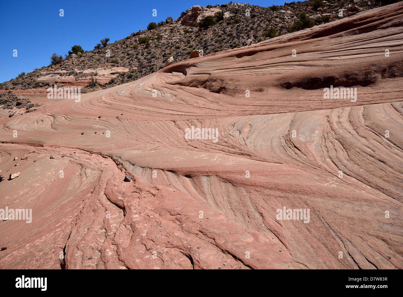 Kreuz-Betten im Äolischen Sandstein. Moab, Utah, USA. Stockfoto