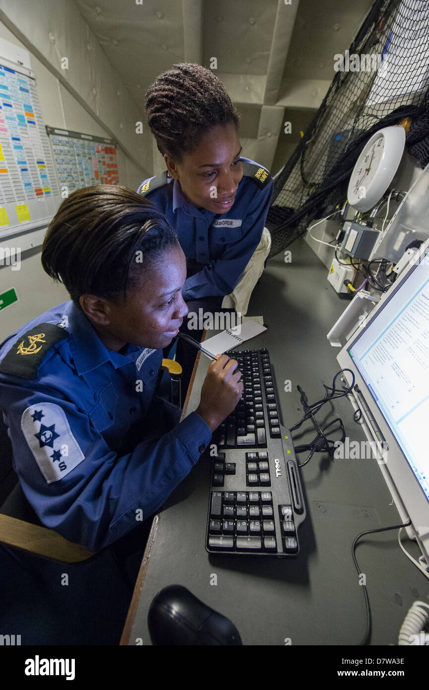 Logistik Matrosen an Bord HMS Bulwark Stockfoto