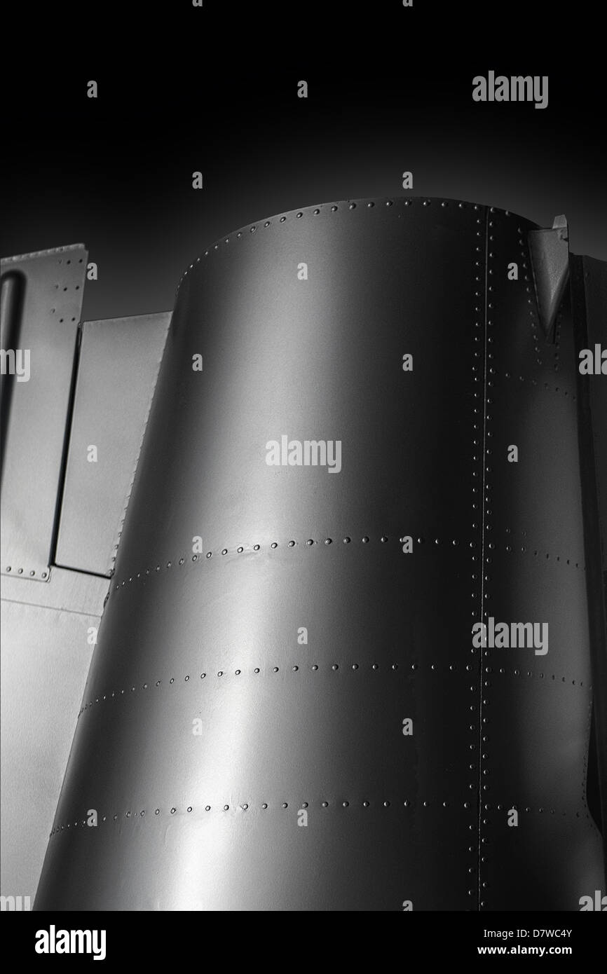 Eine Rakete Rumpf, Ko-Bild auf schwarzem Hintergrund. Stockfoto