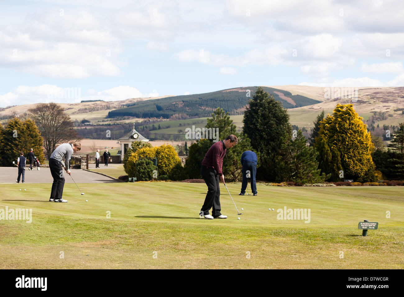 Üben Golf auf den Grüns. GlenEagles Schottland, Vereinigtes Königreich Stockfoto