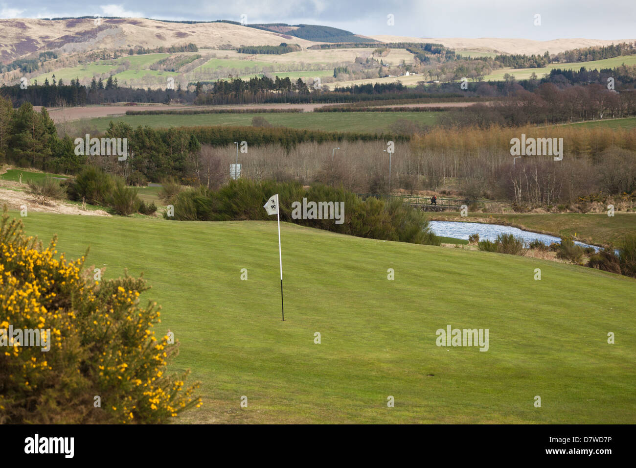 Gleneagles Golfplatz mit Blick über die Orseille-Hügel. Schottland, Vereinigtes Königreich Stockfoto