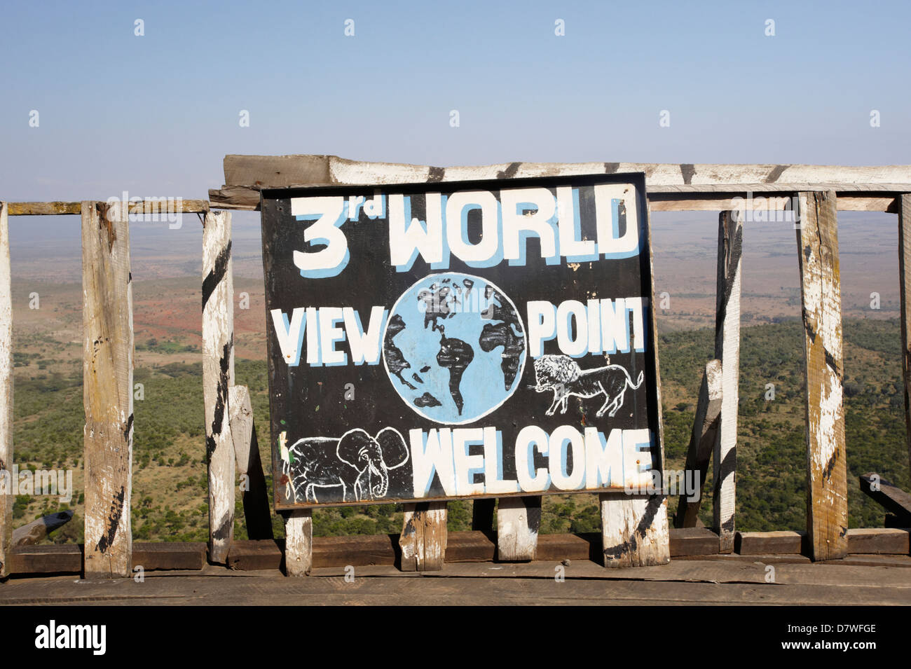 Drittwelt Aussichtspunkt "Zeichen, Mount Longonot Nationalpark, Nakuru, Kenia Stockfoto