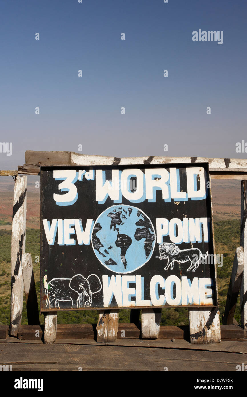 Drittwelt Aussichtspunkt "Zeichen, Mount Longonot Nationalpark, Nakuru, Kenia Stockfoto