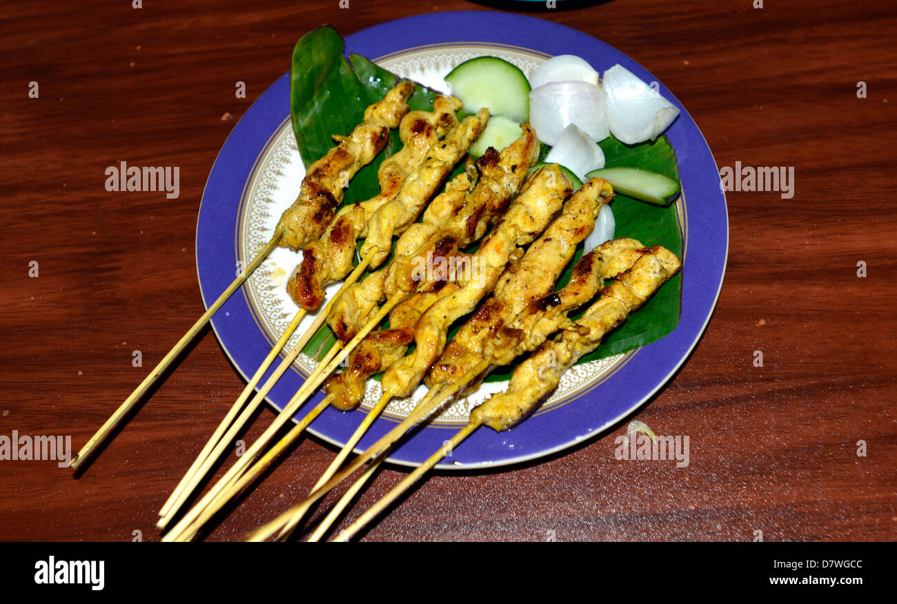 Asien Malaysia Penang Georgetown Satay chicken Stockfoto