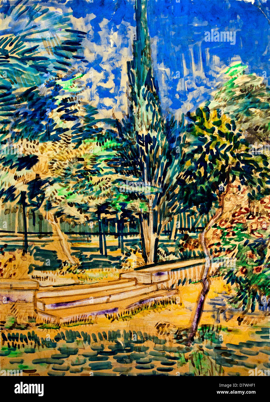 Treppe im Garten des Asyl-1889-Vincent van Gogh 1853-1890 holländischen Niederlanden Post-Impressionismus Stockfoto