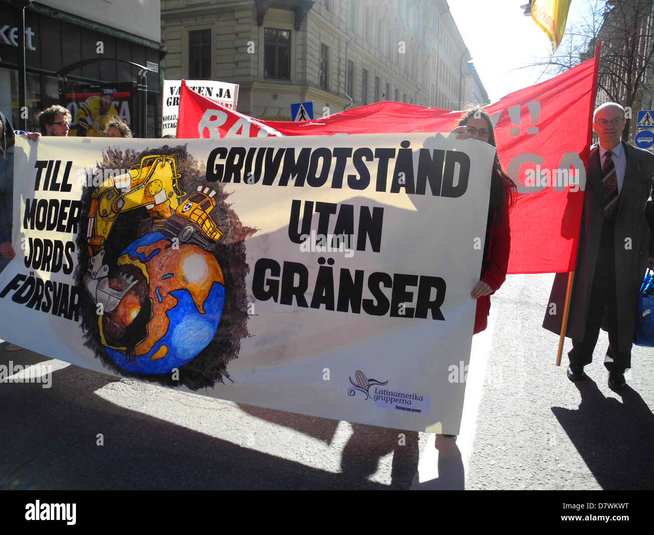 Demonstration gegen den Bergbau und die Zerstörung der Umwelt, den 20. April 2013 in Stockholm, Schweden. Stockfoto