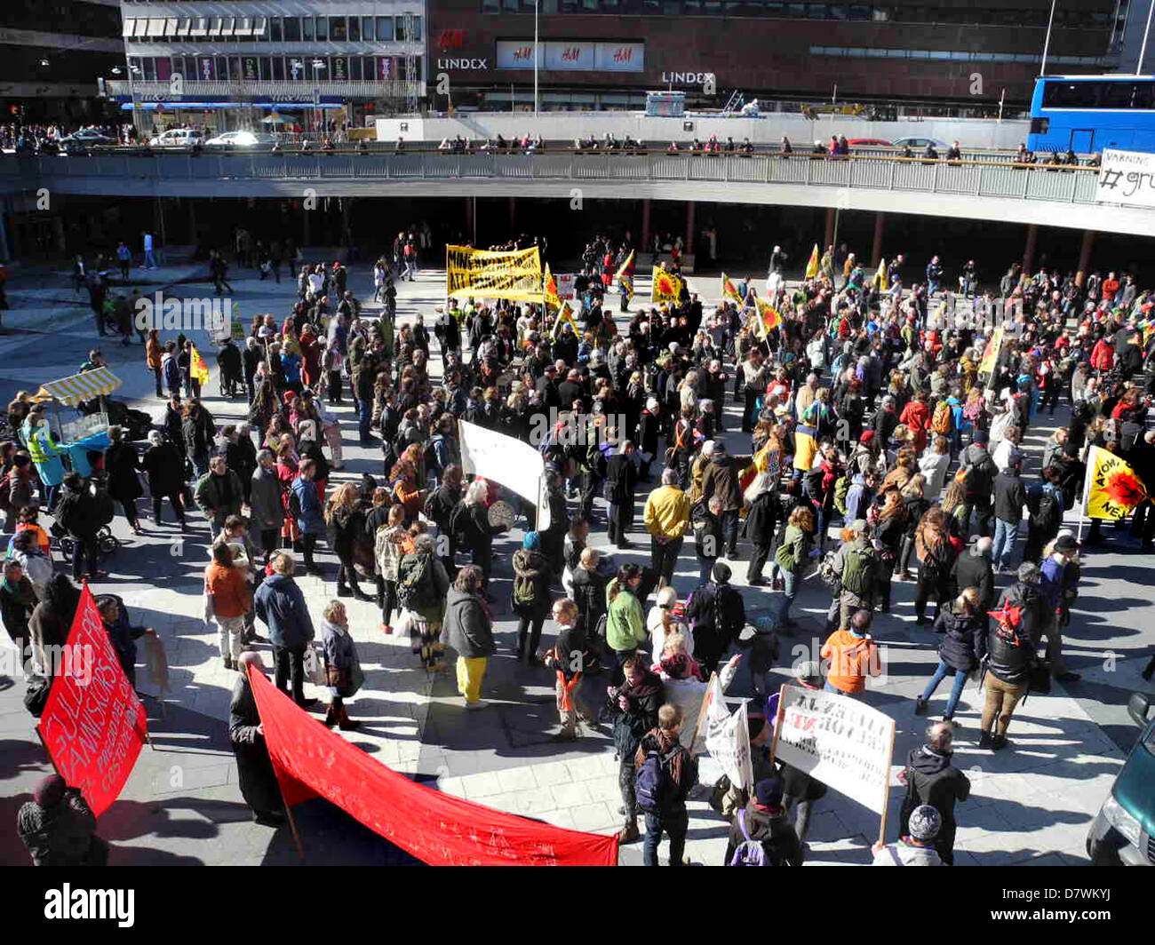 Demonstration gegen den Bergbau am 20. April 2013 in Stockholm, Schweden. Stockfoto