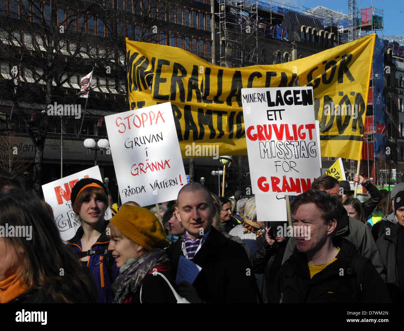 Demonstration gegen den Bergbau und die Zerstörung der Umwelt, den 20. April 2013 in Stockholm, Schweden. Stockfoto