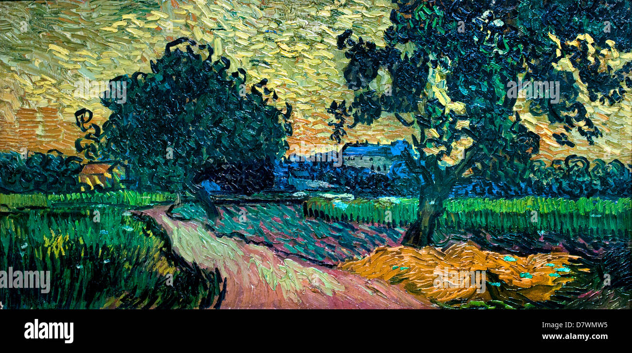 Landschaft bei Twilight 1890 Vincent Van Gogh 1853-1890 holländischen Niederlanden Post-Impressionismus Stockfoto