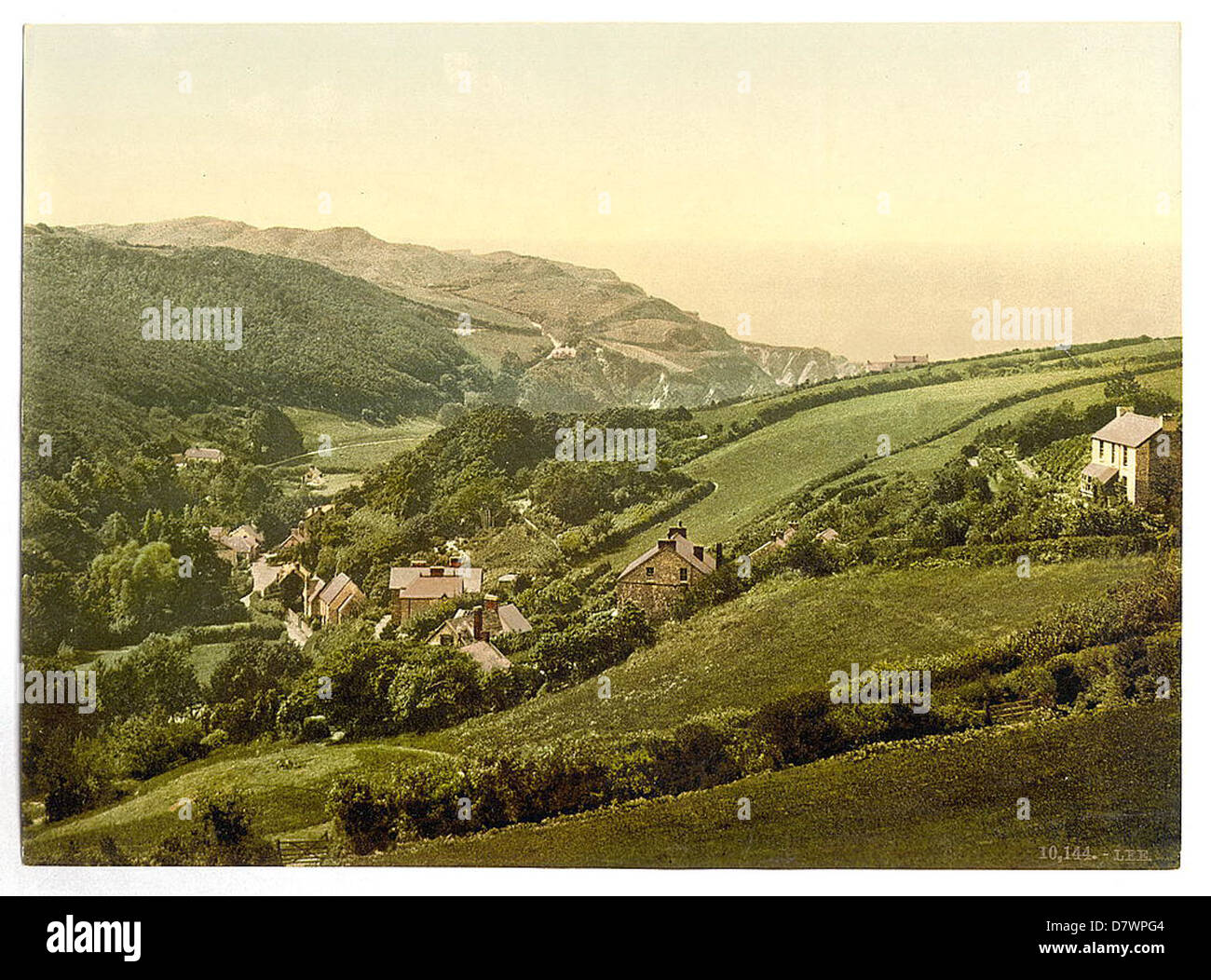 Dieses Foto zeigt die Stadt Lee in Devon, England, die in einem Vintage-Bild der Library of Congress aufgenommen wurde. Es bietet einen Einblick in die Landschaft und Architektur der Gegend während der Zeit der Aufnahme. Stockfoto