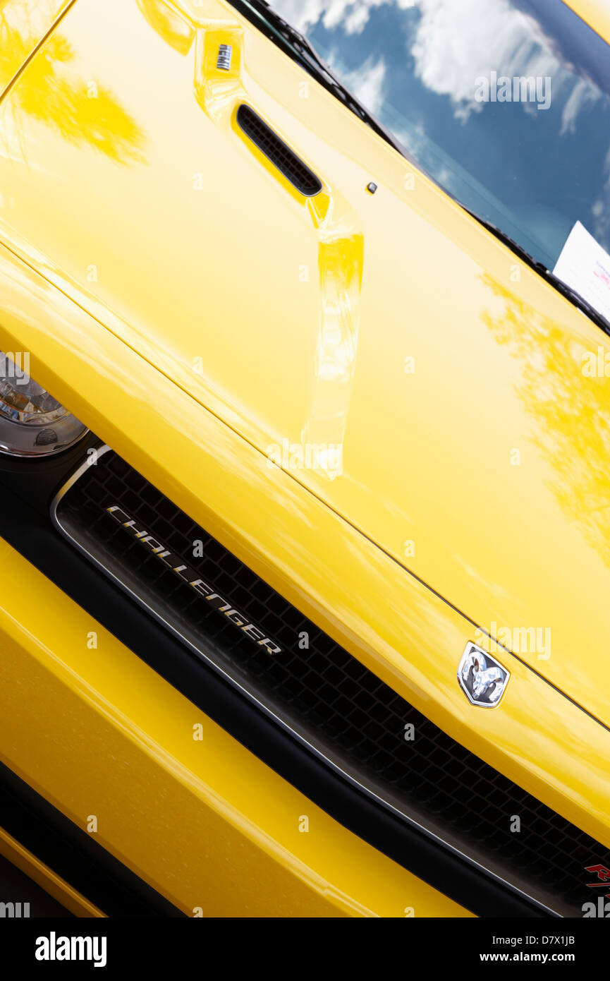 Gelbe Mustang Challenger, Mount Dora, Florida, USA Stockfoto