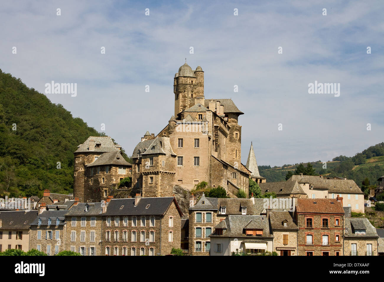 Stadt von Estaing in Aubrac, Frankreich Stockfoto