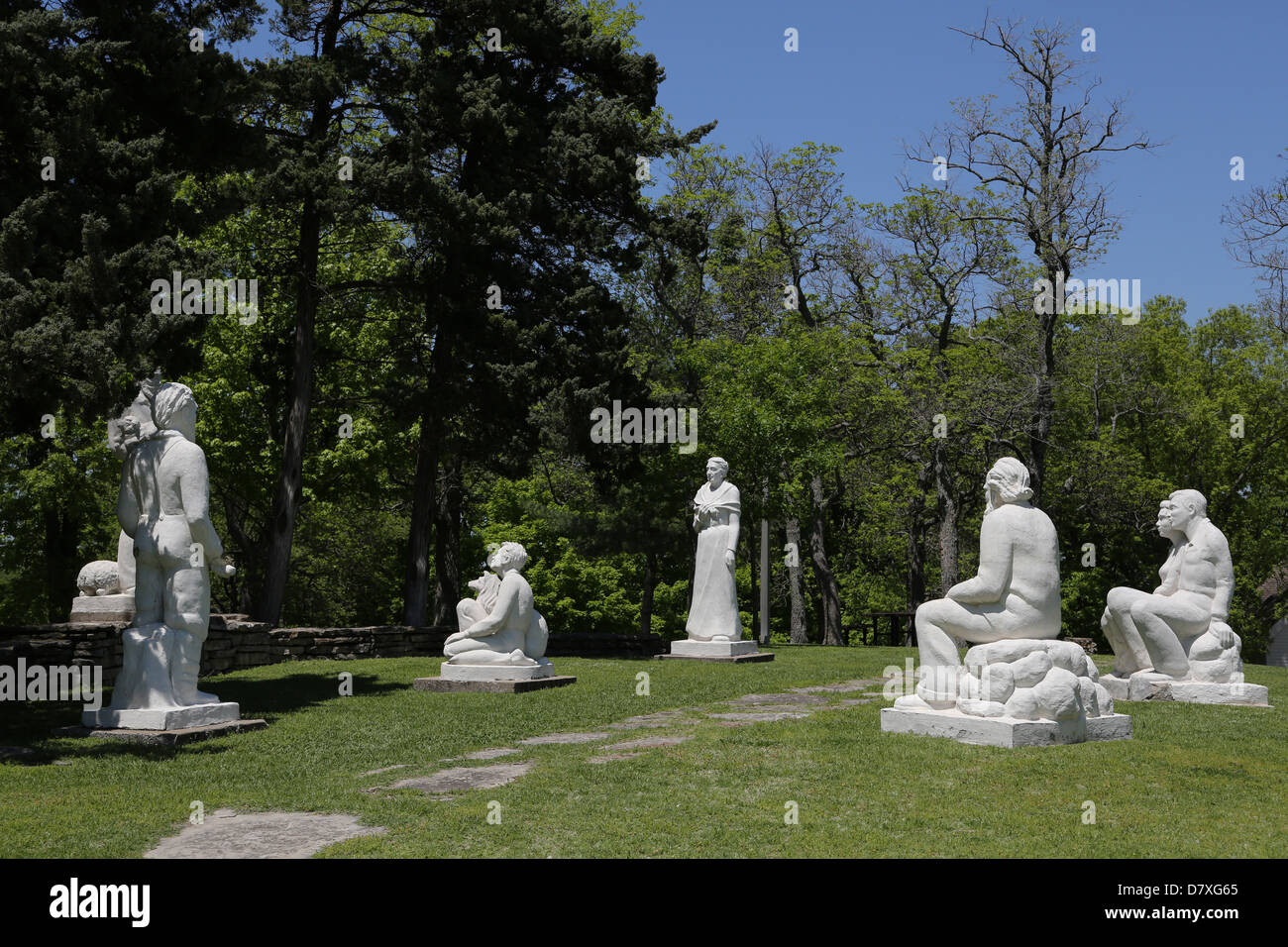 Statuen auf dem Gelände der Shepard der Hügel in Branson, Missouri. Stockfoto