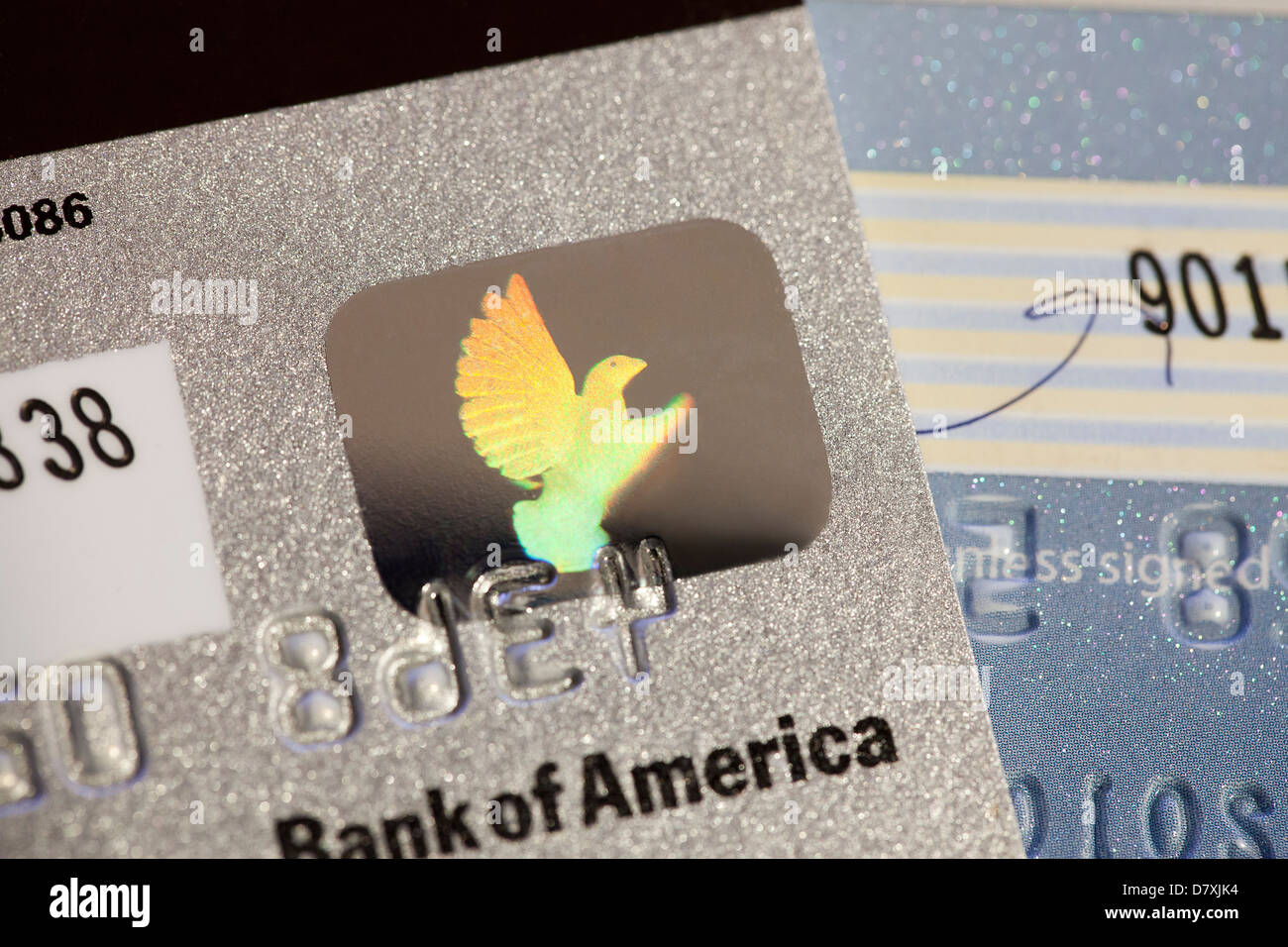 Kreditkarte Sicherheitshologramm Stockfoto