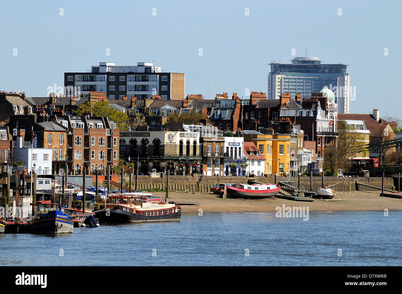 Die Flussfront am Hammersmith in West London Stockfoto
