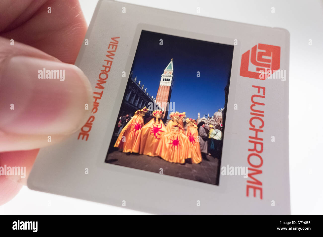 Ein 35mm Farbe Folie in Mount oder Frame, Fujichrome original aus den 1980er Jahren zeigen transparente 24 x 36mm Umkehrung Bild Stockfoto