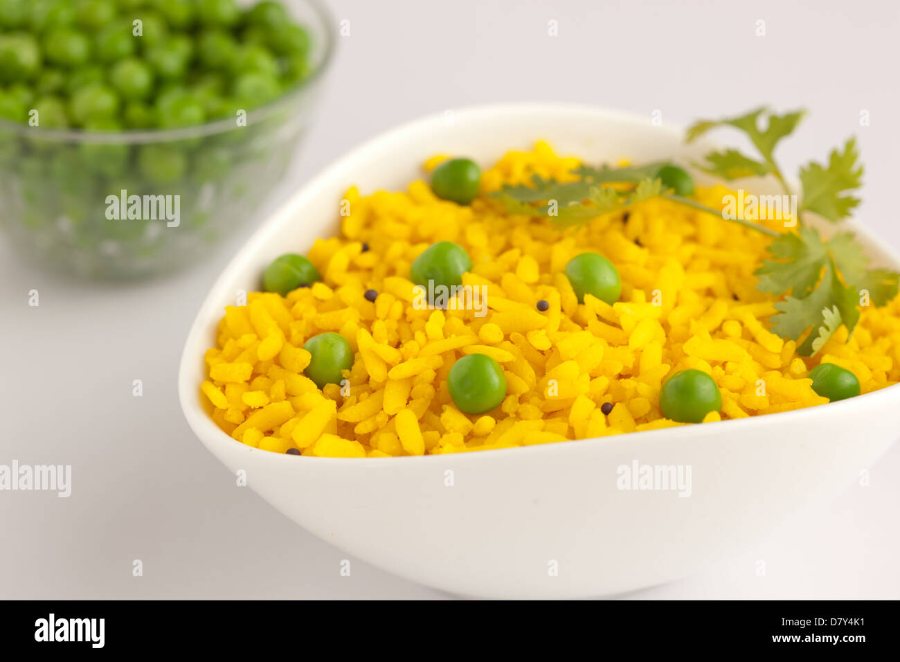 Poha-geschlagen Reis und Gemüse Stockfoto