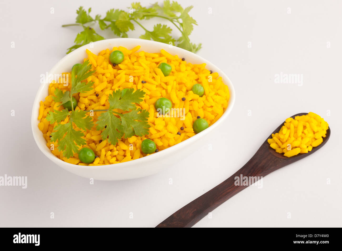 Poha-geschlagen Reis und Gemüse Stockfoto