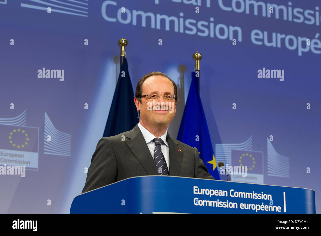 Der französische Präsident Francois Hollande EU sprechen Stockfoto