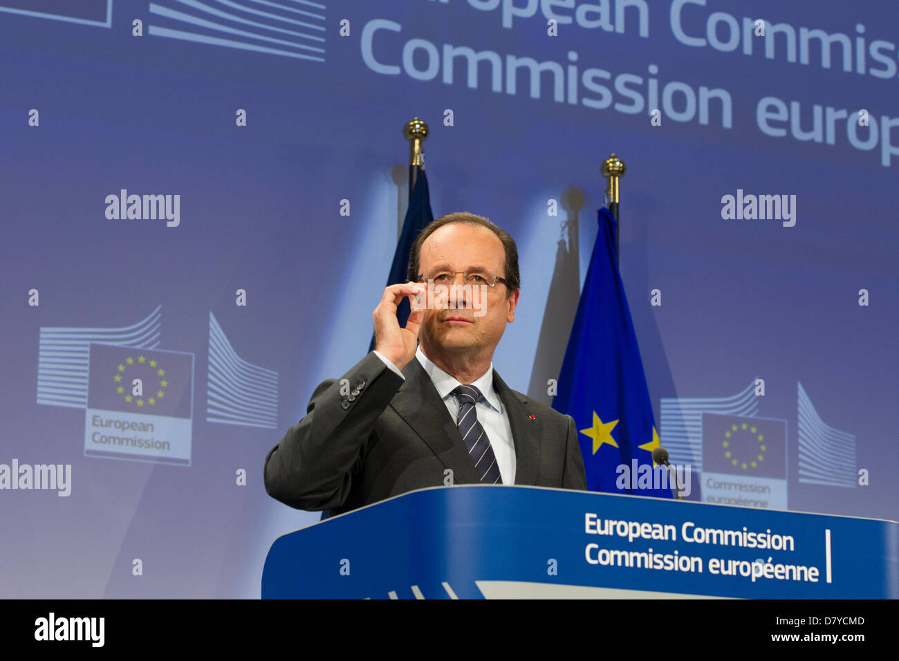 Der französische Präsident Francois Hollande EU sprechen Stockfoto