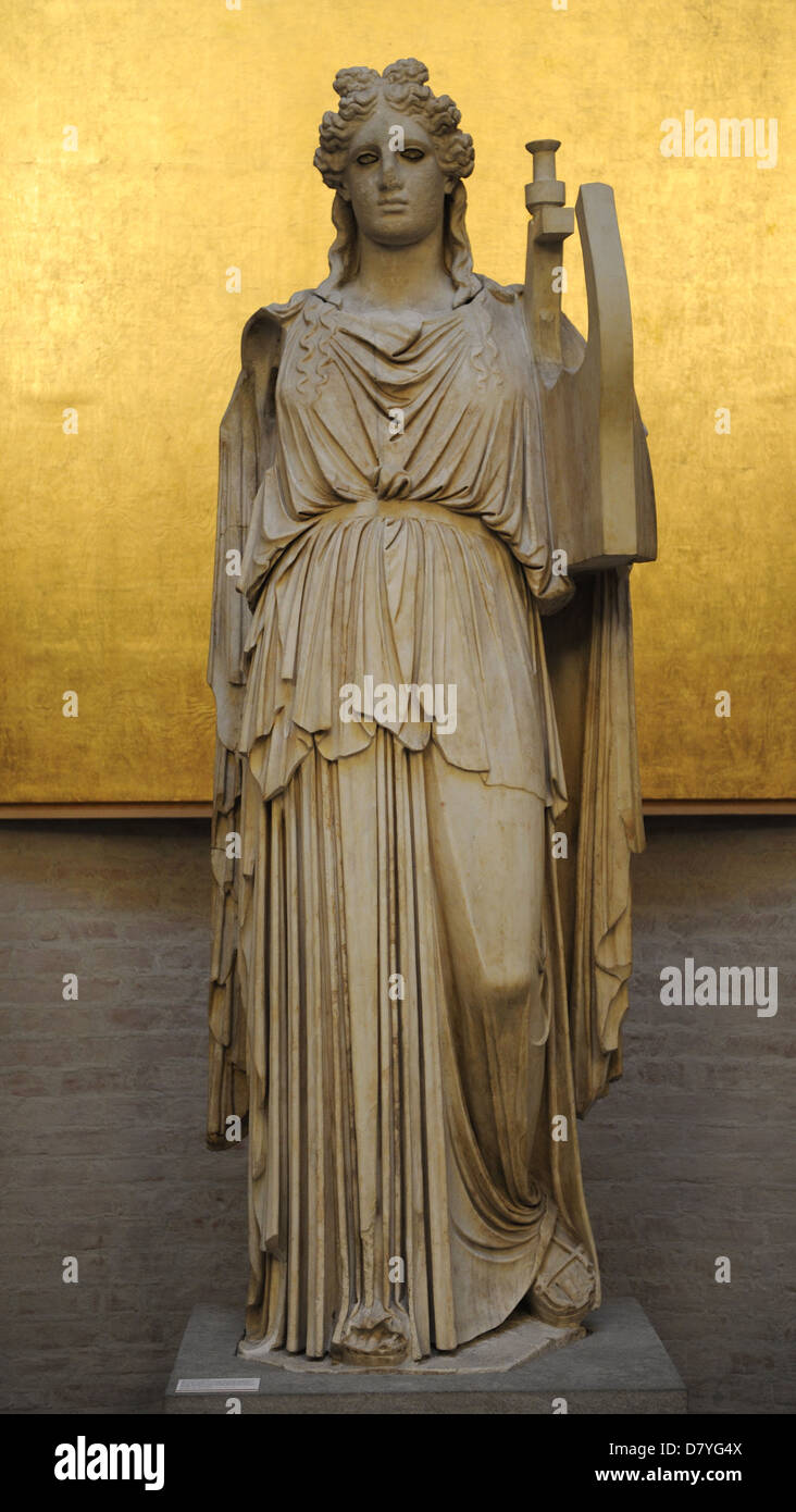 Apollo mit Lire. Römische Skulptur nach einem Original der Klassik. Gefunden Sie in einer römischen Villa in Tusculum. Stockfoto