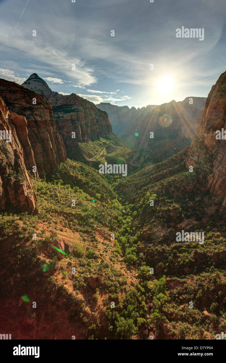 USA, Utah, Zion National Park, Canyon Overlook Aussichtspunkt Stockfoto
