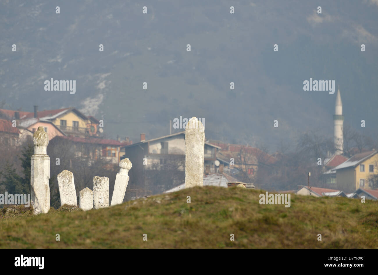 Muslimische Gräber, Travnik, Bosnien und Herzegowina Stockfoto
