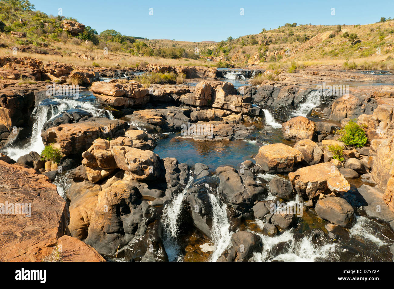 Fällt über Schlaglöcher, Blyde River Canyon, Mpumalanga, Südafrika Stockfoto