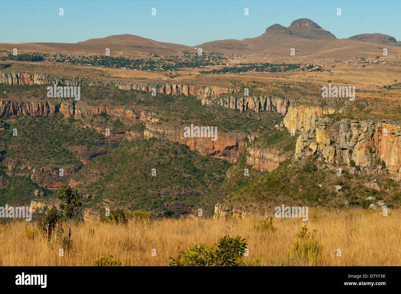 Blick von der drei Rondavels Suche, Mpumalanga, Südafrika Stockfoto
