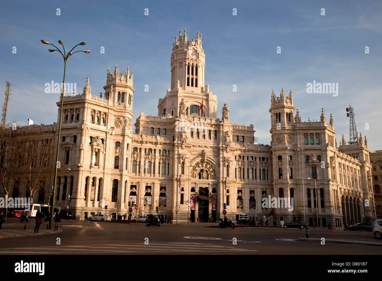 das ehemalige Postamt Palacio de Comunicaciones oder Palacio de Cibeles am Plaza de Cibeles in Madrid, Spanien, Europa Stockfoto