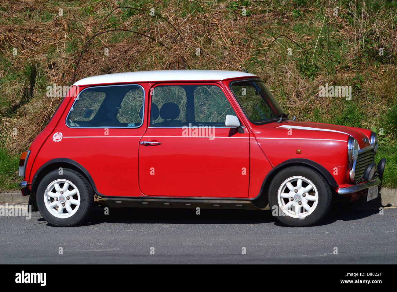 Mini Cooper Auto Auto Oldtimer rot weiße Italian job Stockfoto