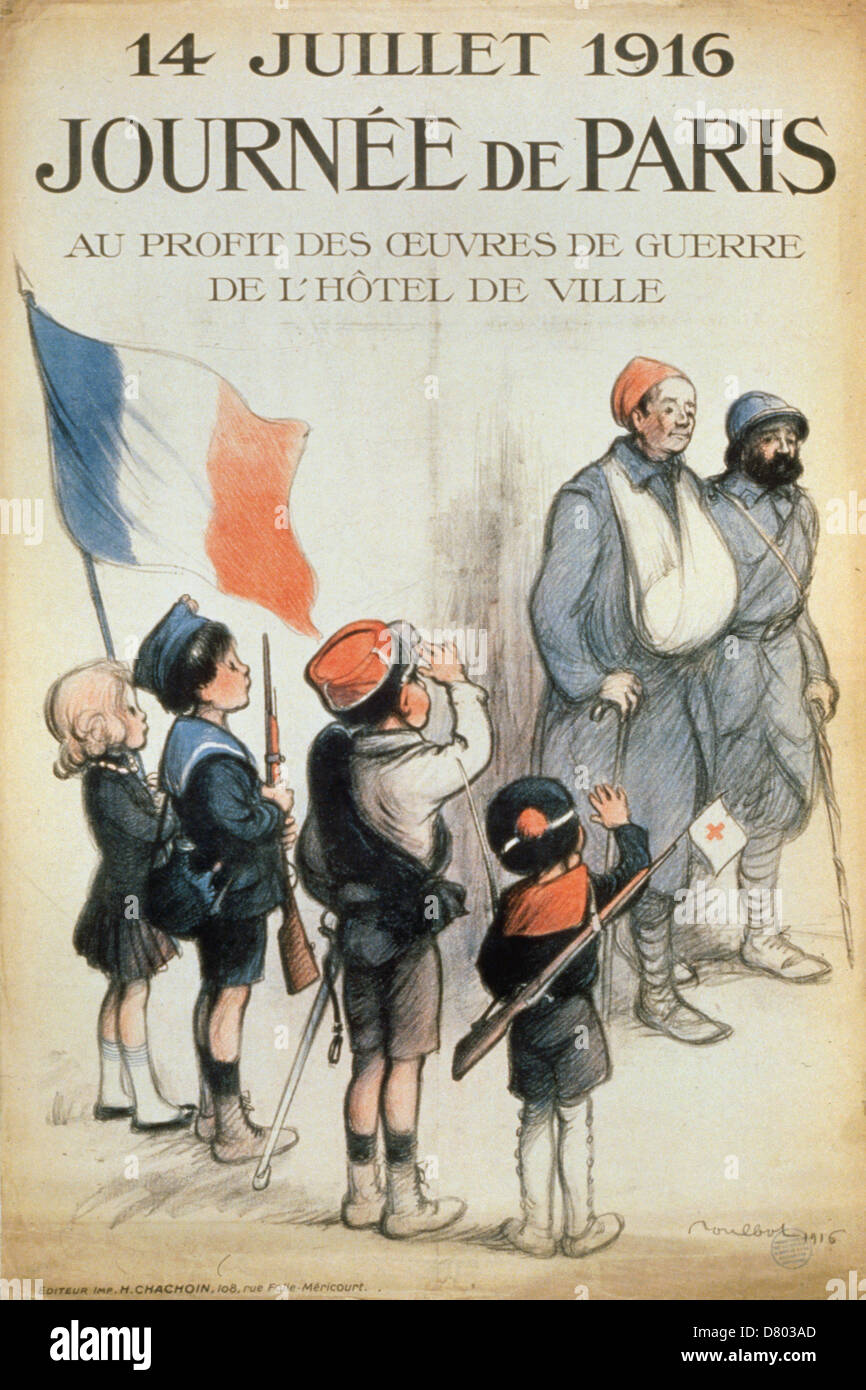 Journée de Paris. 14 Juillet 1916. Au Profit des Oeuvres de Guerre de l'Hôtel de Ville 1916 Invalides Museum Stockfoto