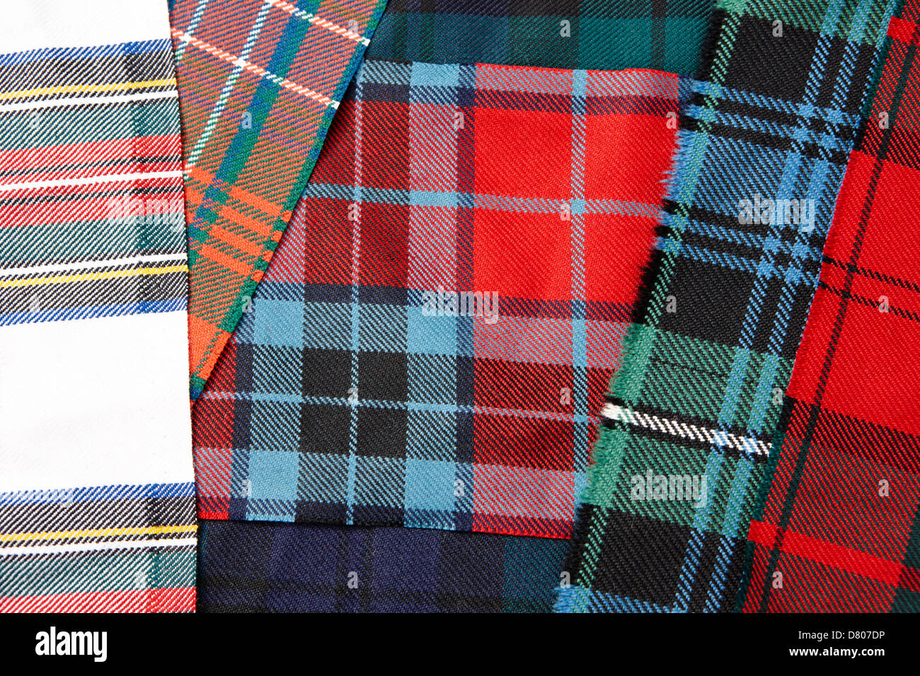 Auswahl an traditionellen schottischen Clan tartans Stockfoto