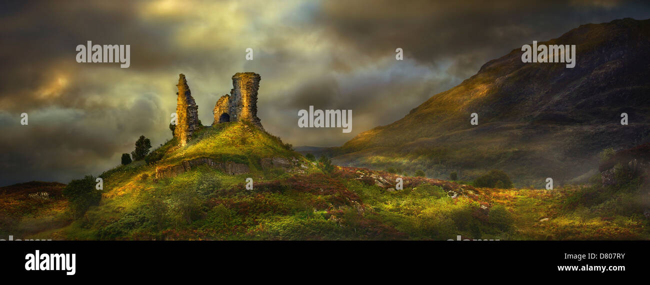 Felsformationen in ländlichen Landschaft, Kyleakin, Isle Of Skye, Schottland Stockfoto