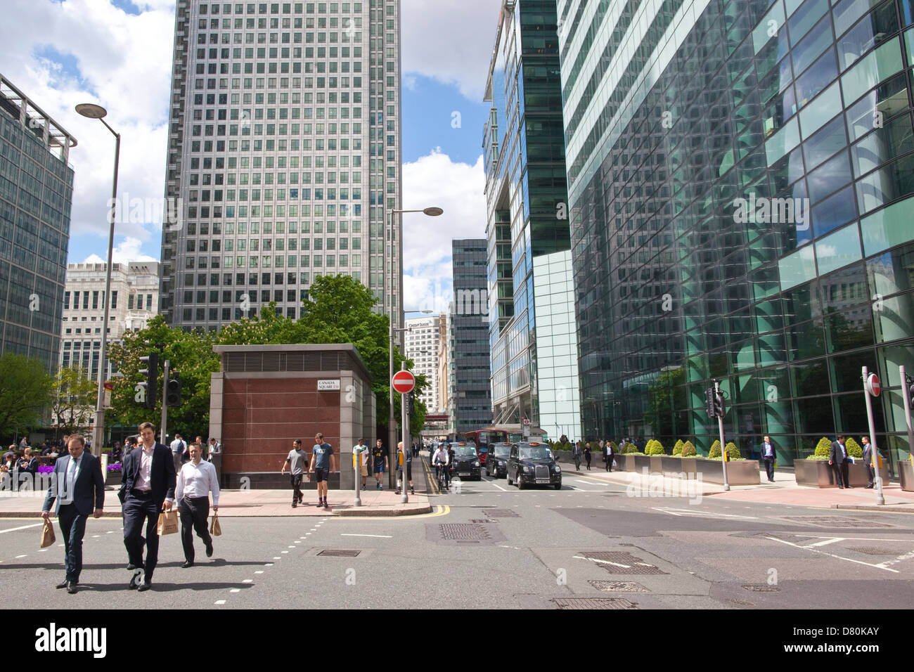 Canary Wharf Bankenviertel, Isle of Dogs, East London, England, Vereinigtes Königreich Stockfoto