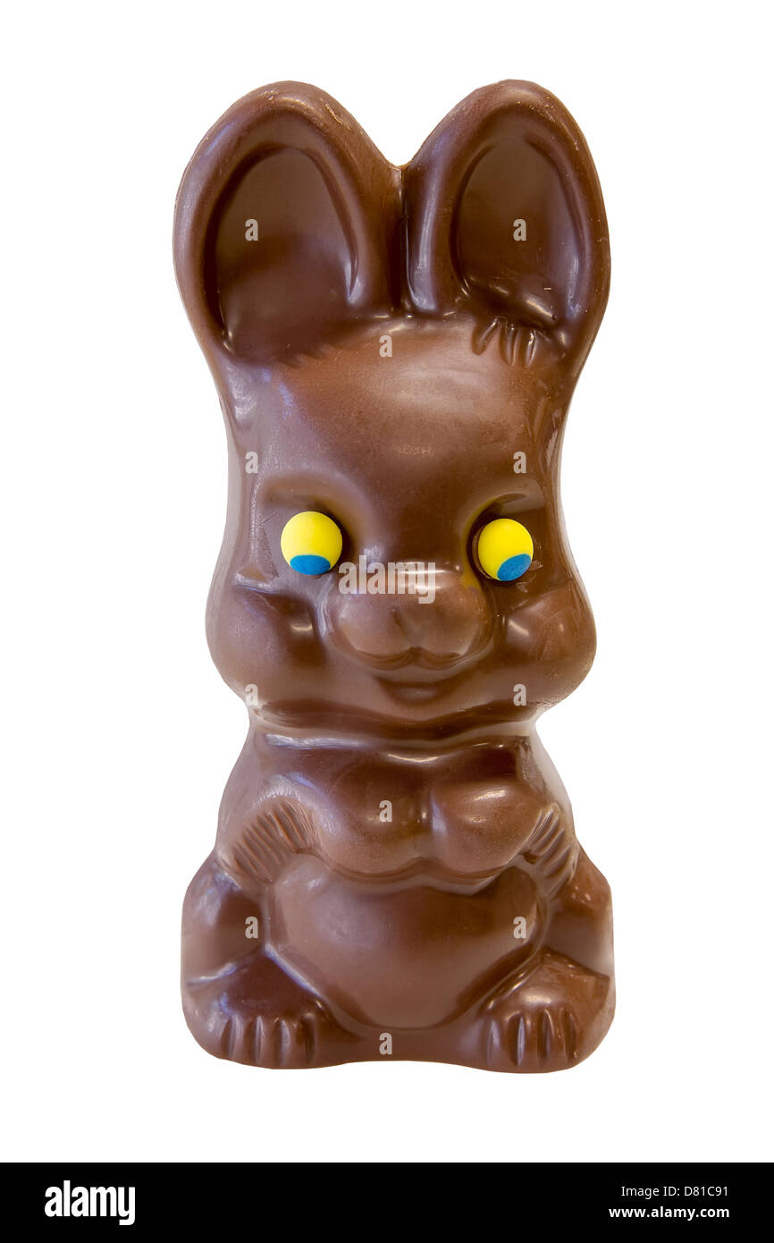 Schokolade Frohe Ostern Tag Bunny Kaninchen isolierten auf weißen Hintergrund Stockfoto