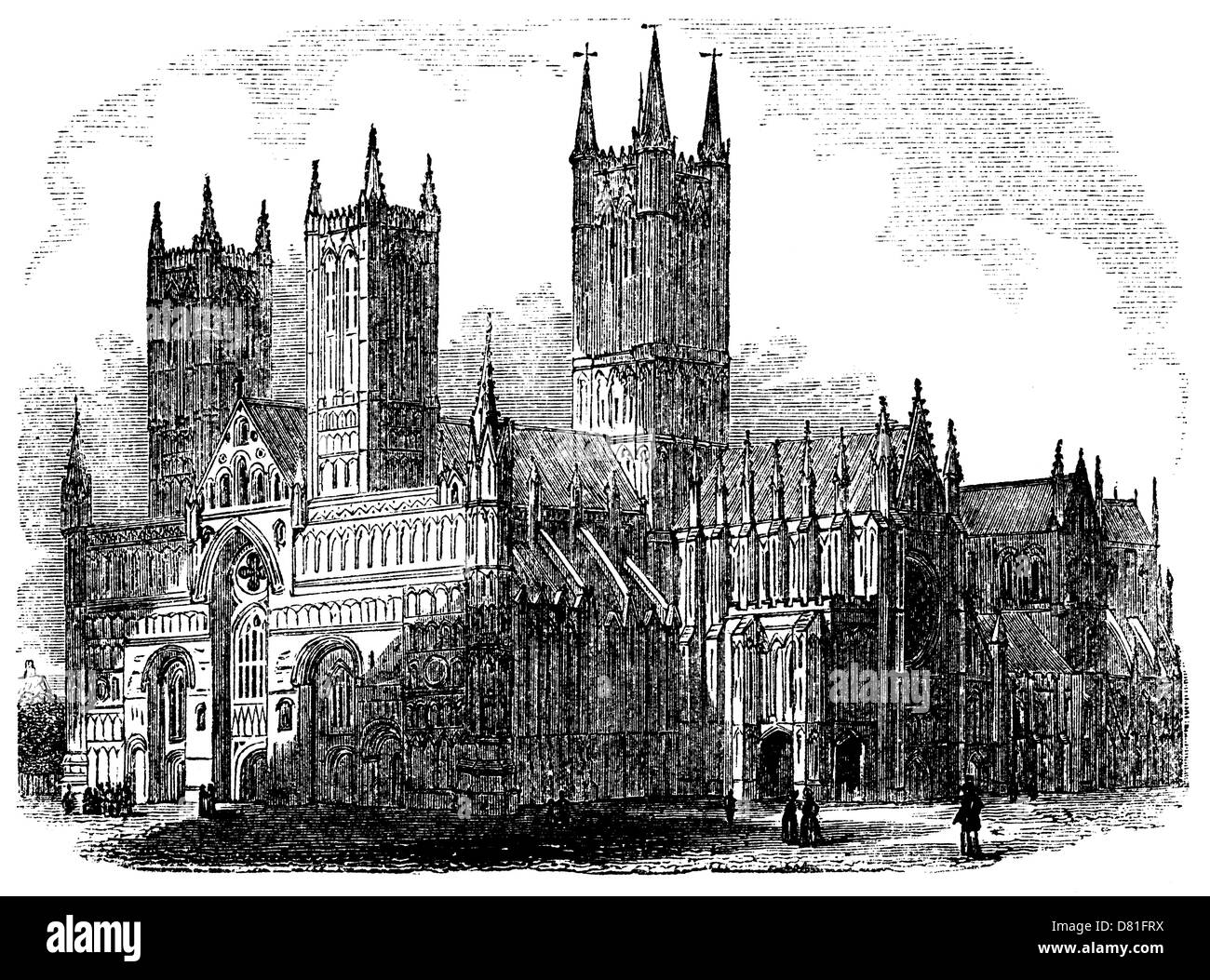 Kathedrale von Lincoln im Jahre 1840 Stockfoto