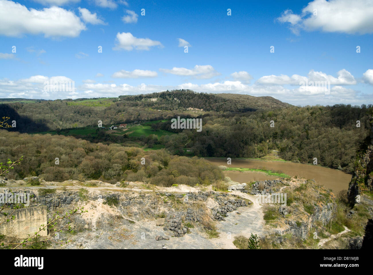 Fluss Wye aus Wintours Sprung auf Offas Dyke Footpath nahe Chepstow Englisch-walisischen Grenze Stockfoto