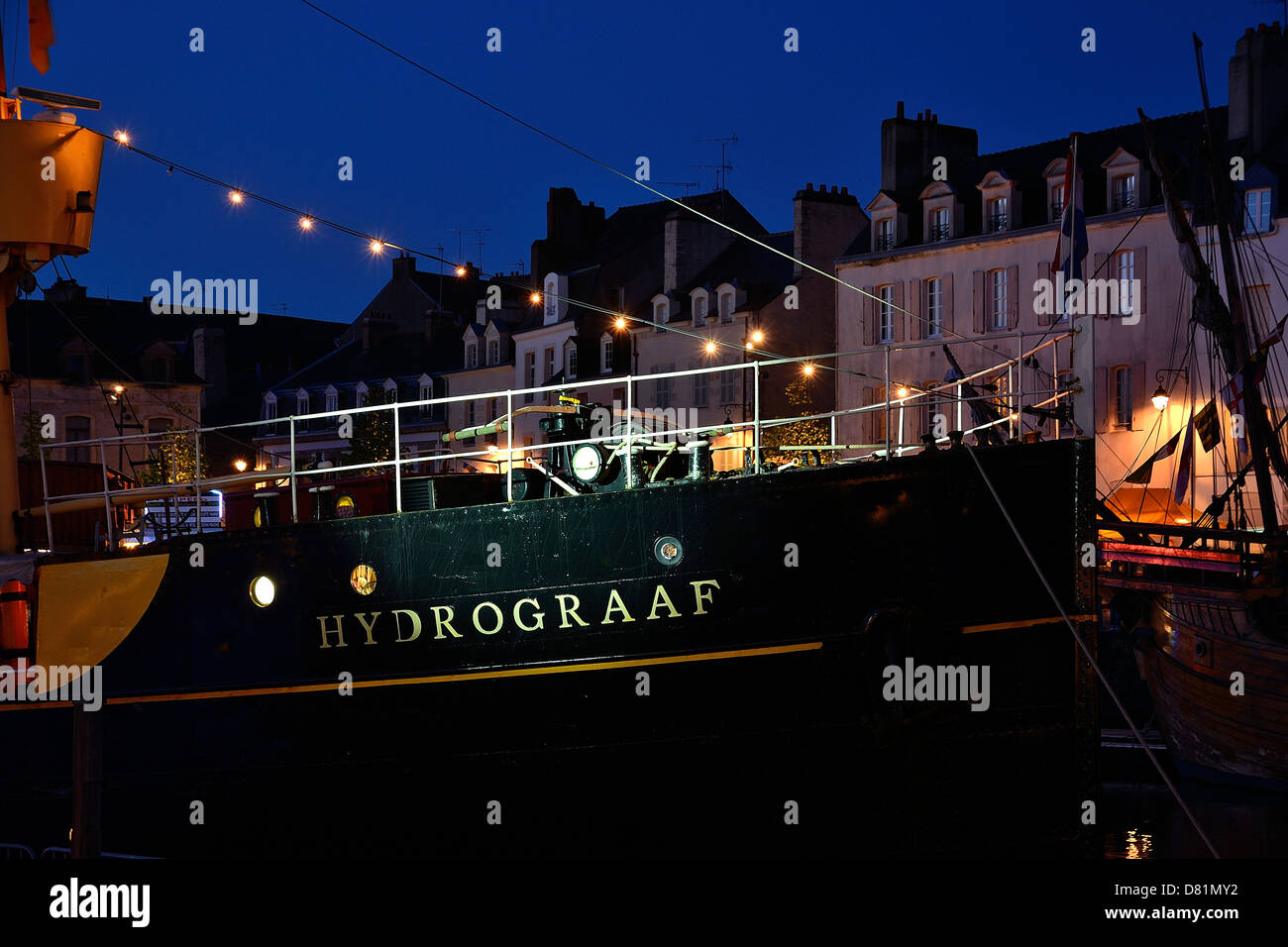 Hydrograff: klassische Dampfschiff (1909, Niederlande), im Hafen von Vannes, während maritime Veranstaltung "Semaine du Golfe". Stockfoto