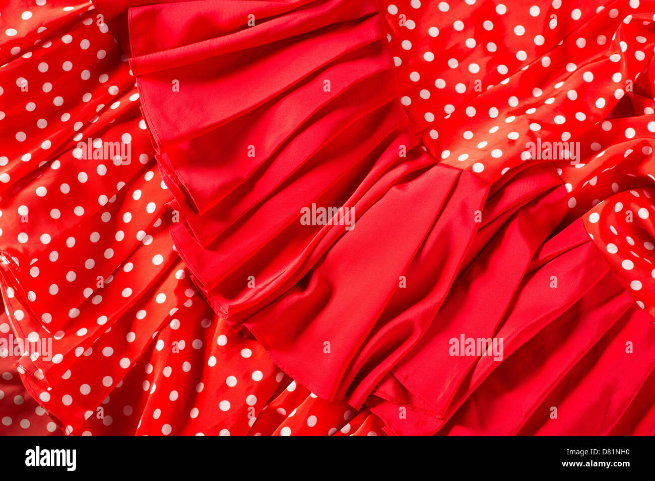 Flamenco Tänzerin roten Kleid mit Flecken Makro Detail typisch aus Spanien Stockfoto