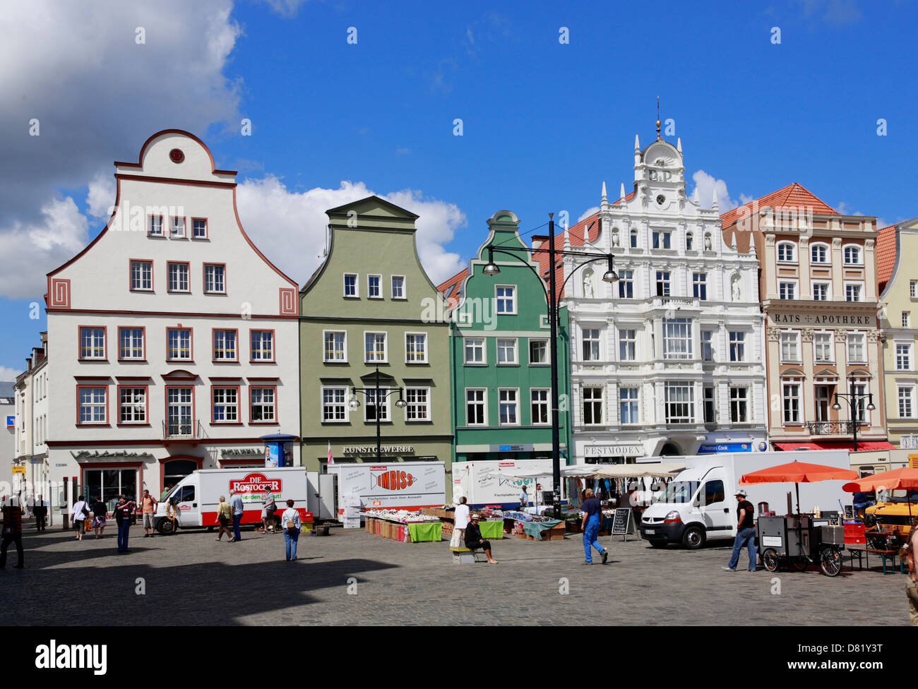 Häuser am neuen Markt, Rostock, Mecklenburg-Western Pomerania, Deutschland Stockfoto