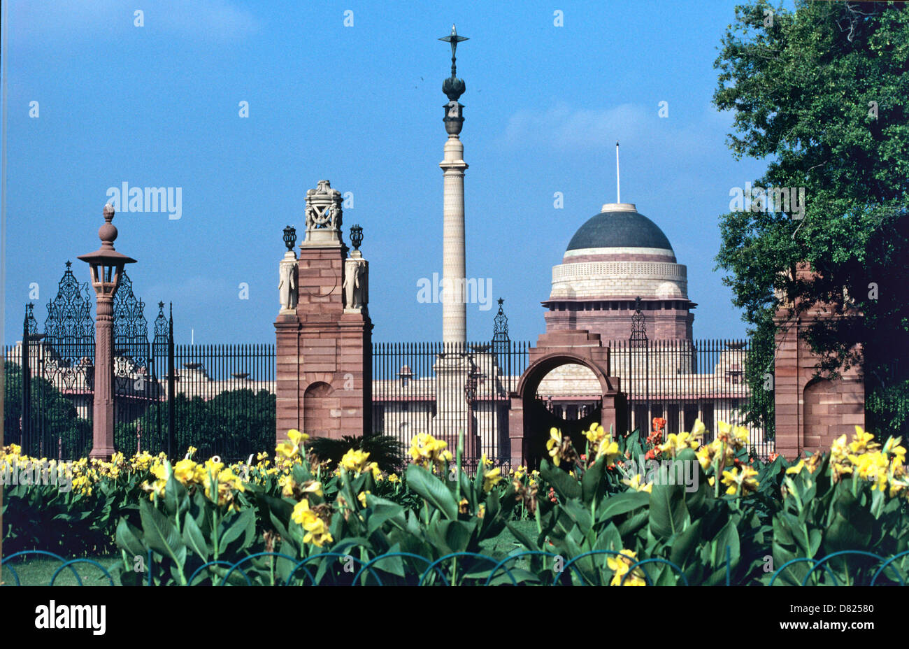 Rashtrapati Bhavan oder des Präsidenten Haus, entworfen von Edwin Lutyens Neu Delhi Indien Stockfoto