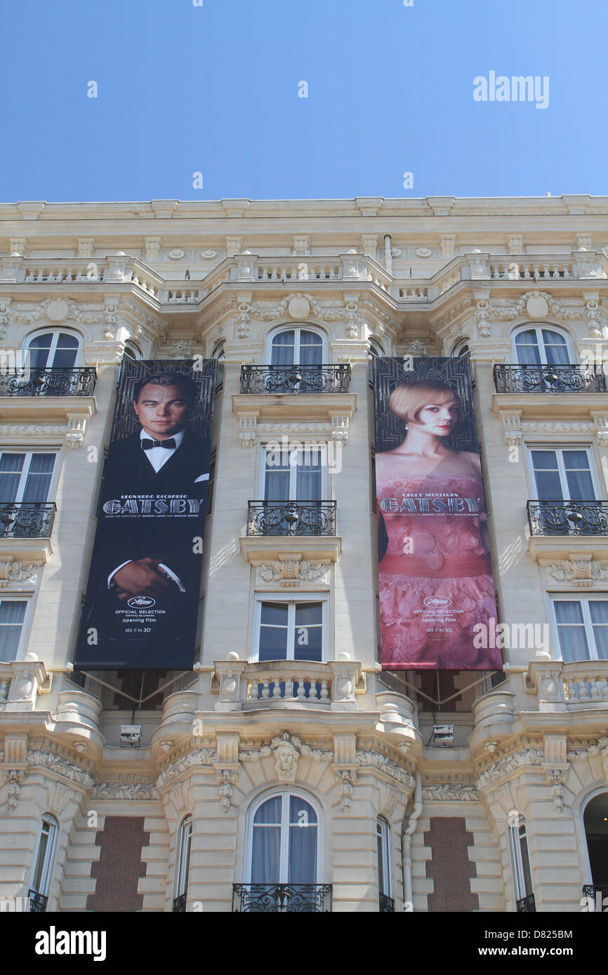 DER GROßE GATSBY FILMPLAKATE FILMPLAKATE DER GROßE GATSBY. CANNES FILM FESTIVAL 2013 CANNES Frankreich 17 Mai 2013 Stockfoto