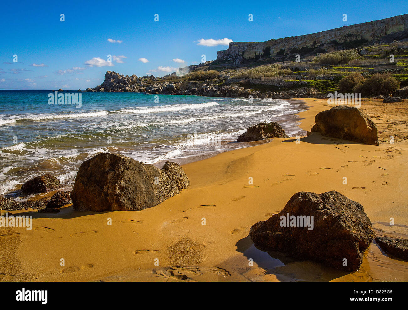 leere Ramly Strand auf Gozo, Malta Stockfoto